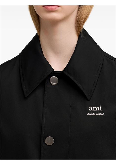 Impermeabile con logo in nero Ami paris  unisex AMI PARIS | UJK542PA0007001